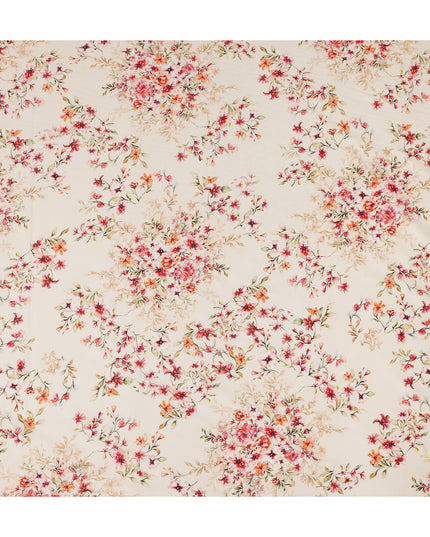 Cream Floral Printed Cotton Lawn Fabric 110 Cms Width Soft Lightweight Breathable Dress Material India-D27946 Regal Fabrics