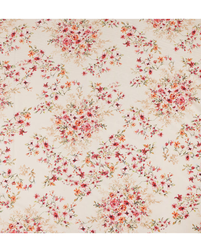 Cream Floral Printed Cotton Lawn Fabric 110 Cms Width Soft Lightweight Breathable Dress Material India-D27946 Regal Fabrics