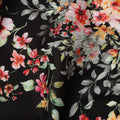 Black Floral Printed Cotton Satin Fabric 110 Cms Width Soft Smooth Lustrous Dress Material India-D27963 Regal Fabrics