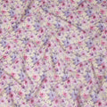 Cream Pink Lavender Floral Printed Cotton Satin Fabric 110 Cms Width Smooth Lustrous Dress Material India-D28058
