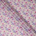 Cream Pink Lavender Floral Printed Cotton Satin Fabric 110 Cms Width Smooth Lustrous Dress Material India-D28058
