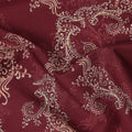 Maroon Paisley Floral Printed Cotton Satin Fabric 110 Cms Width Smooth Lustrous Dressmaking Craft Material India-D28053