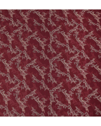 Maroon Paisley Floral Printed Cotton Satin Fabric 110 Cms Width Smooth Lustrous Dressmaking Craft Material India-D28053