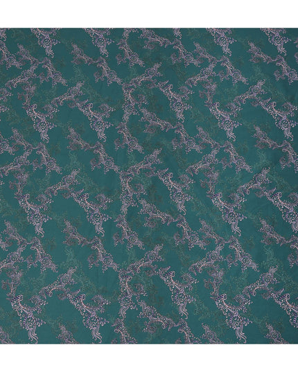 Teal Green Paisley Ornamental Printed Cotton Satin Fabric 110 Cms Width Smooth Lustrous Dressmaking Craft Material India-D28055