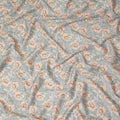 Pastel Blue Peach Rose Floral Printed Cotton Satin Fabric 110 Cms Width Smooth Soft Dress Material India-D28065