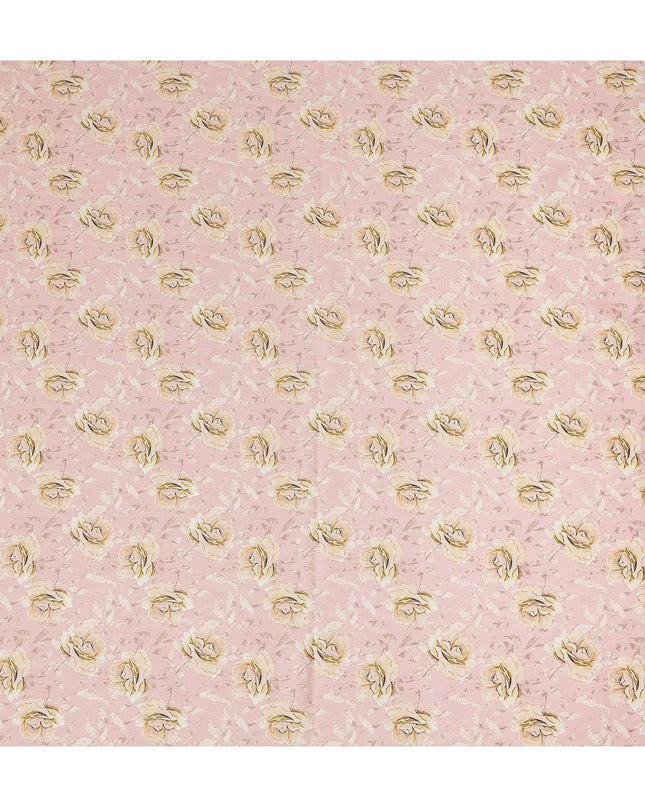 Blush Pink Rose Floral Printed Cotton Satin Fabric 110 Cms Width Smooth Soft Dress Material India-D28067