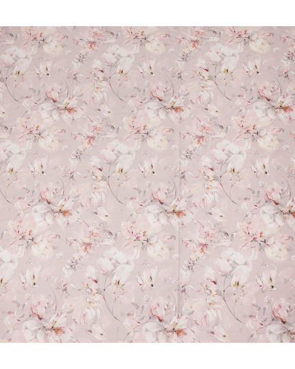 Blush Pink Watercolor Floral Print Cotton Satin Fabric, Elegant Soft Botanical Blossom Pattern Smooth Cotton Satin Material for Apparel Sewing Dressmaking, 110 Cms Width, Made In India-D28454 - Regal Fabrics