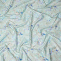 Mint Green Blue Watercolor Floral Print Cotton Satin Fabric, Soft Elegant Botanical Blossom Pattern Smooth Cotton Satin Material for Apparel Sewing Dressmaking, 110 Cms Width, Made In India-D28450 - Regal Fabrics