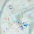 Mint Green Blue Watercolor Floral Print Cotton Satin Fabric, Soft Elegant Botanical Blossom Pattern Smooth Cotton Satin Material for Apparel Sewing Dressmaking, 110 Cms Width, Made In India-D28450 - Regal Fabrics