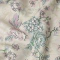 Beige Floral Printed Cotton Satin Fabric 110 Cms Width Soft Smooth Lustrous Dress Material India-D27960 Regal Fabrics