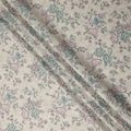 Beige Floral Printed Cotton Satin Fabric 110 Cms Width Soft Smooth Lustrous Dress Material India-D27960 Regal Fabrics