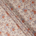 Cream Floral Printed Cotton Satin Fabric 110 Cms Width Soft Smooth Lustrous Dress Material India-D27961 Regal Fabrics