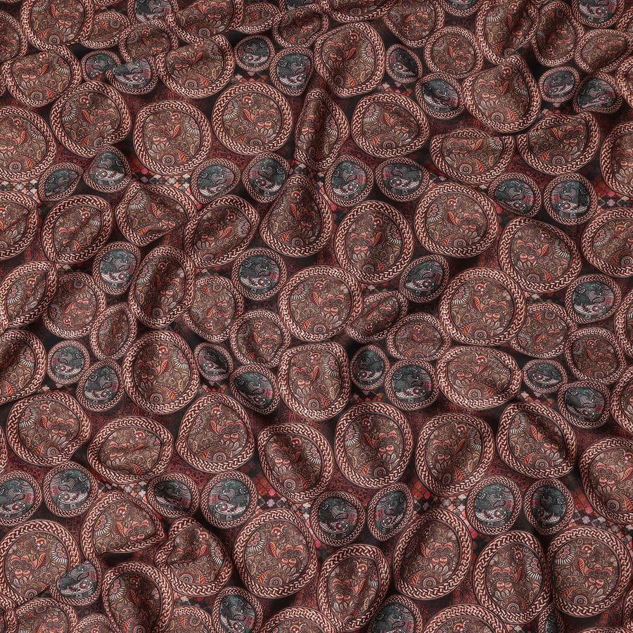 Rust Maroon Paisley Coin Printed Cotton Satin Fabric 110 Cms Width Smooth Soft Dress Material India-D28079