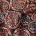 Rust Maroon Paisley Coin Printed Cotton Satin Fabric 110 Cms Width Smooth Soft Dress Material India-D28079