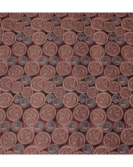 Rust Maroon Paisley Coin Printed Cotton Satin Fabric 110 Cms Width Smooth Soft Dress Material India-D28079