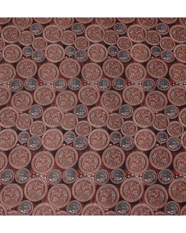 Rust Maroon Paisley Coin Printed Cotton Satin Fabric 110 Cms Width Smooth Soft Dress Material India-D28079