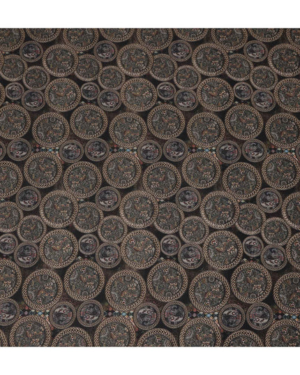 Black Brown Paisley Coin Printed Cotton Satin Fabric 110 Cms Width Smooth Soft Dress Material India-D28077