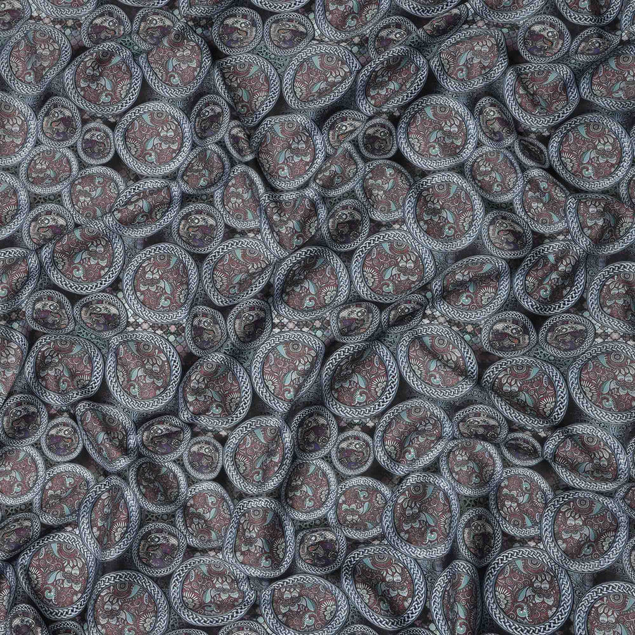 Sky Blue Watercolor Floral Print Cotton Satin Fabric, Elegant Soft Botanical Blossom Pattern Smooth Cotton Satin Material for Apparel Sewing Dressmaking, 110 Cms Width, Made In India-D28455 - Regal Fabrics