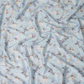 Light Blue Floral Printed Cotton Satin Fabric 110 Cms Width Soft Smooth Lustrous Dress Material India-D27947 Regal Fabrics