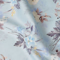 Light Blue Floral Printed Cotton Satin Fabric 110 Cms Width Soft Smooth Lustrous Dress Material India-D27947 Regal Fabrics