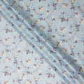 Light Blue Floral Printed Cotton Satin Fabric 110 Cms Width Soft Smooth Lustrous Dress Material India-D27947 Regal Fabrics