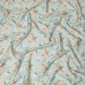 Sage Green Floral Printed Cotton Satin Fabric 110 Cms Width Soft Smooth Lustrous Dress Material India-D27959 Regal Fabrics