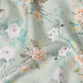 Sage Green Floral Printed Cotton Satin Fabric 110 Cms Width Soft Smooth Lustrous Dress Material India-D27959 Regal Fabrics