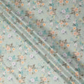 Sage Green Floral Printed Cotton Satin Fabric 110 Cms Width Soft Smooth Lustrous Dress Material India-D27959 Regal Fabrics