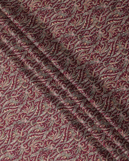 Maroon Paisley Printed Cotton Satin Fabric 110 Cms Width Soft Smooth Lustrous Dress Material India-D27948 Regal Fabrics