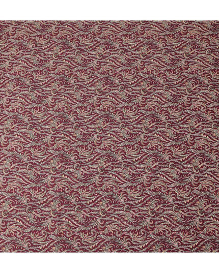 Maroon Paisley Printed Cotton Satin Fabric 110 Cms Width Soft Smooth Lustrous Dress Material India-D27948 Regal Fabrics