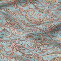 Aqua Paisley Printed Cotton Satin Fabric 110 Cms Width Soft Smooth Lustrous Dress Material India-D27951 Regal Fabrics