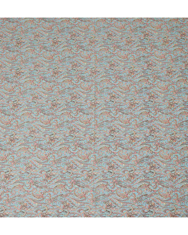 Aqua Paisley Printed Cotton Satin Fabric 110 Cms Width Soft Smooth Lustrous Dress Material India-D27951 Regal Fabrics
