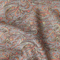 Grey Paisley Printed Cotton Satin Fabric 110 Cms Width Soft Smooth Lustrous Dress Material India-D27953 Regal Fabrics
