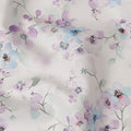 Off White Lilac Blue Floral Printed Cotton Satin Fabric 110 Cms Width Smooth Soft Dress Material India-D28076