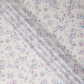 Off White Lilac Blue Floral Printed Cotton Satin Fabric 110 Cms Width Smooth Soft Dress Material India-D28076