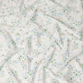 Ivory Blue Green Floral Printed Cotton Satin Fabric 110 Cms Width Smooth Soft Dress Material India-D28075