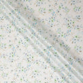 Ivory Blue Green Floral Printed Cotton Satin Fabric 110 Cms Width Smooth Soft Dress Material India-D28075