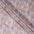 Lavender Multicolor Bird Floral Printed Cotton Satin Fabric 110 Cms Width Smooth Soft Dress Material India-D28069