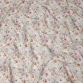Cream Pastel Floral Blossom Printed Cotton Voile Fabric 150 Cms Width Lightweight Soft Dressmaking Craft Material India-D28051