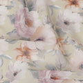 Cream Pastel Floral Blossom Printed Cotton Voile Fabric 150 Cms Width Lightweight Soft Dressmaking Craft Material India-D28051