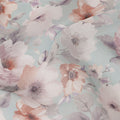 Mint Green Pastel Floral Blossom Printed Cotton Voile Fabric 150 Cms Width Lightweight Soft Dressmaking Craft Material India-D28052
