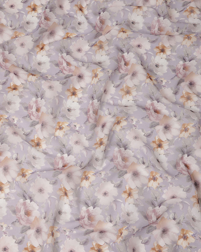 Lilac Pastel Floral Blossom Printed Cotton Voile Fabric 150 Cms Width Lightweight Soft Dressmaking Craft Material India-D28050