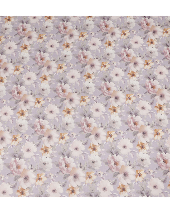 Lilac Pastel Floral Blossom Printed Cotton Voile Fabric 150 Cms Width Lightweight Soft Dressmaking Craft Material India-D28050