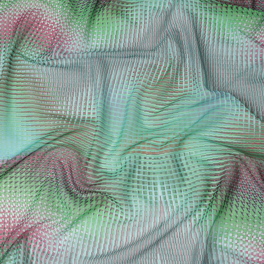 Mint Green Geometric Checkered Printed Cotton Voile Fabric Soft Lightweight Breathable Dressmaking Craft Fabric 150 Cms Width Indian Origin-D28623 Regal Fabrics