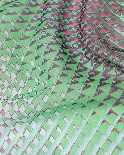 Mint Green Geometric Checkered Printed Cotton Voile Fabric Soft Lightweight Breathable Dressmaking Craft Fabric 150 Cms Width Indian Origin-D28623 Regal Fabrics