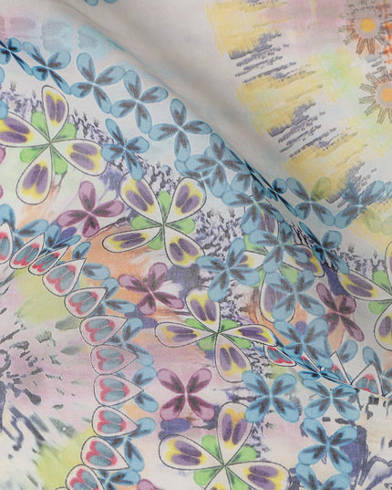 Multicolor Mandala Floral Circular Printed Cotton Voile Fabric 150 Cms Width Lightweight Soft Dressmaking Craft Material India-D28040