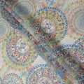 Multicolor Mandala Floral Circular Printed Cotton Voile Fabric 150 Cms Width Lightweight Soft Dressmaking Craft Material India-D28040