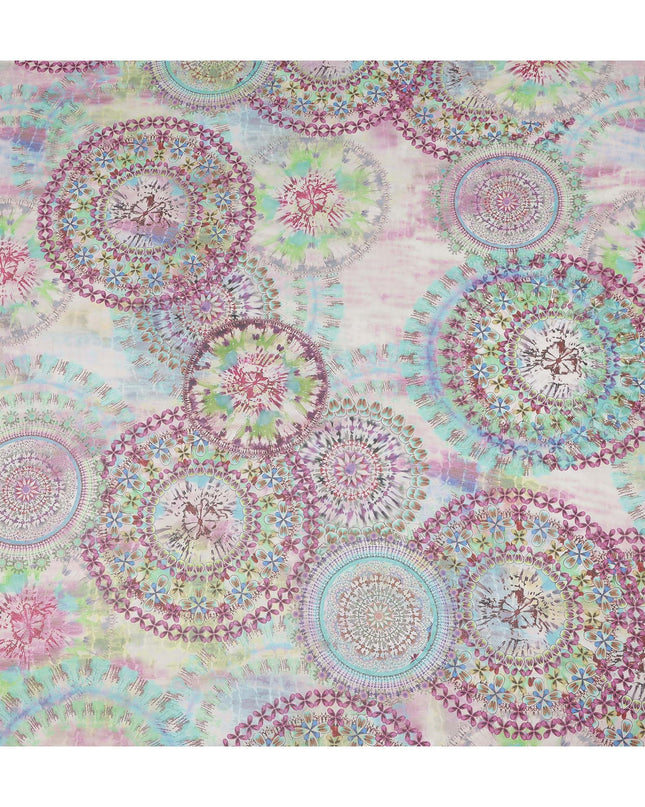 Multicolor Floral Paisley Mandala Printed Cotton Voile Fabric 150 Cms Width Lightweight Soft Dressmaking Craft Material India-D28038