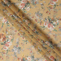 Mustard Yellow Vintage Floral Rose Printed Cotton Voile Fabric 150 Cms Width Lightweight Soft Dressmaking Craft Material India-D28041