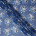 Blue Vintage Floral Rose Bouquet Printed Cotton Voile Fabric 150 Cms Width Lightweight Soft Dressmaking Craft Material India-D28045